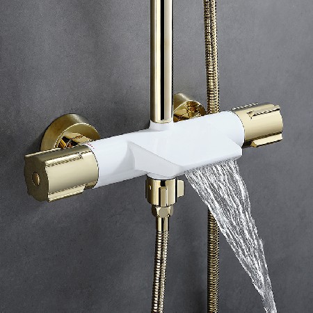 V2 Shower White+Gold